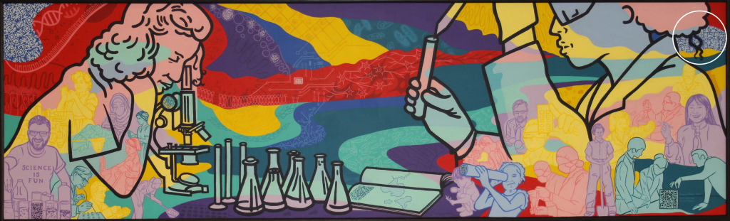 full mural banner with QR code for Virtual reality circled