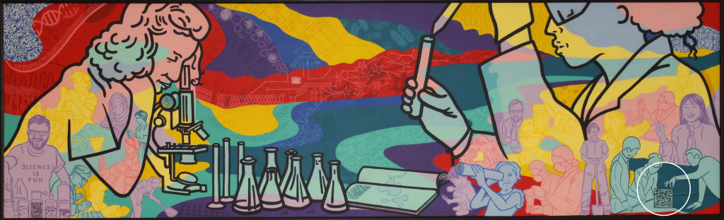 full mural header banner with stem cell QR code circled